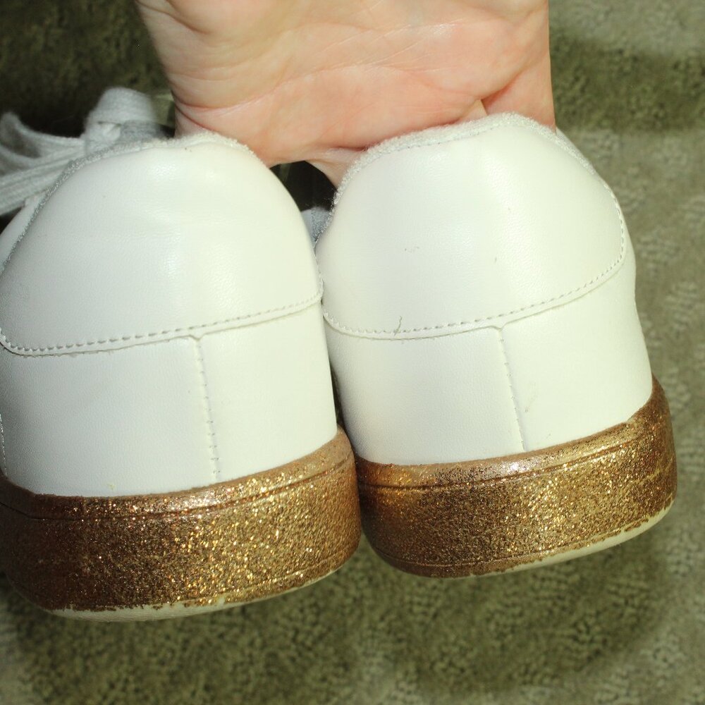 Torrid Women's Size 10.5W White Glitter Gold Sneakers Tennis Shoes - Picture 5 of 8